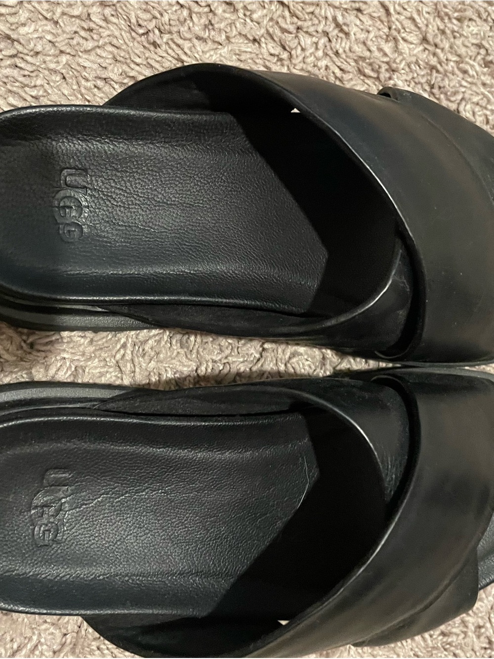 UGG Women’s Black Leather Slide Mules
